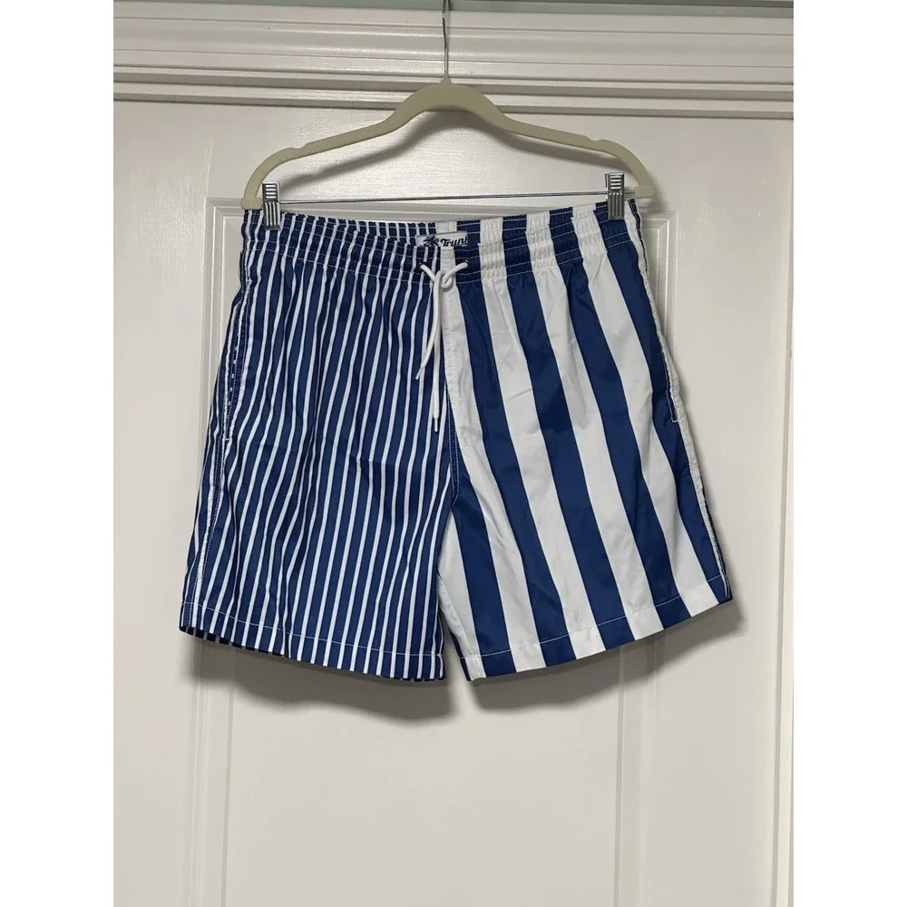 Trunks Surf & Swim Co., Men's Sano Striped Blocked Swim Short,‎ Blue, Size Large